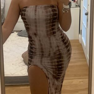 Strapless brown dress